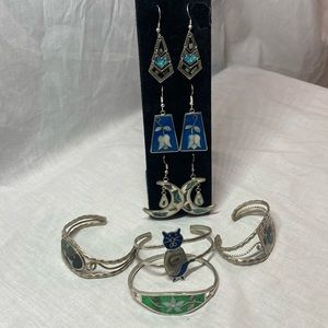 Mixed Alloy Silver Tone Earrings & Bangles From Alpaca Mexico